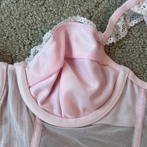 Auden Lace Mesh Corset Bra Lingerie Pink Underwire Bralette Feminine Sexy XS NWT - Picture 9 of 10